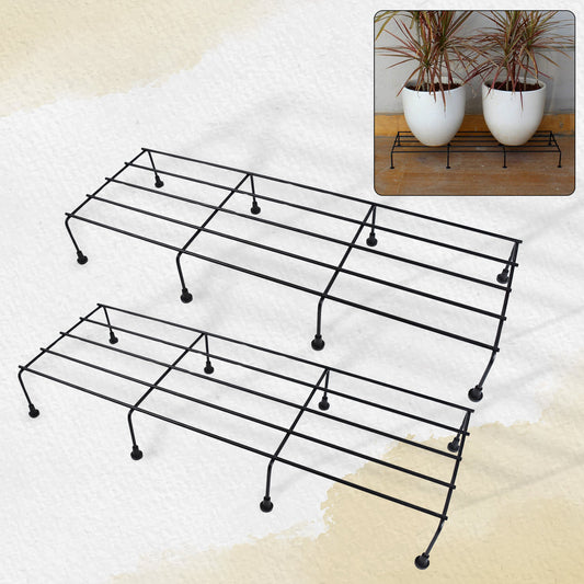Metal Rectangle Flower Plant Stand β Durable 2 Pc Set
