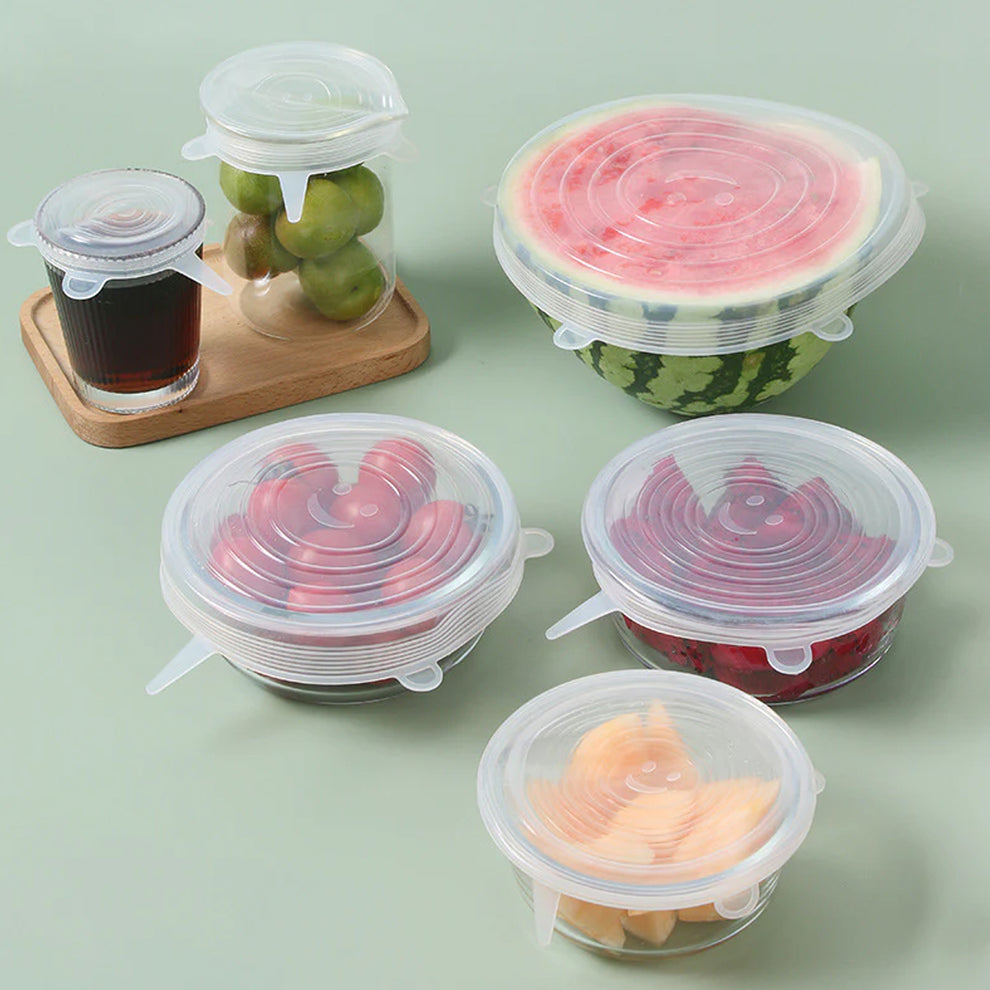 Silicone Stretch Lids – 12-Piece Reusable Food Covers with Storage Pouches